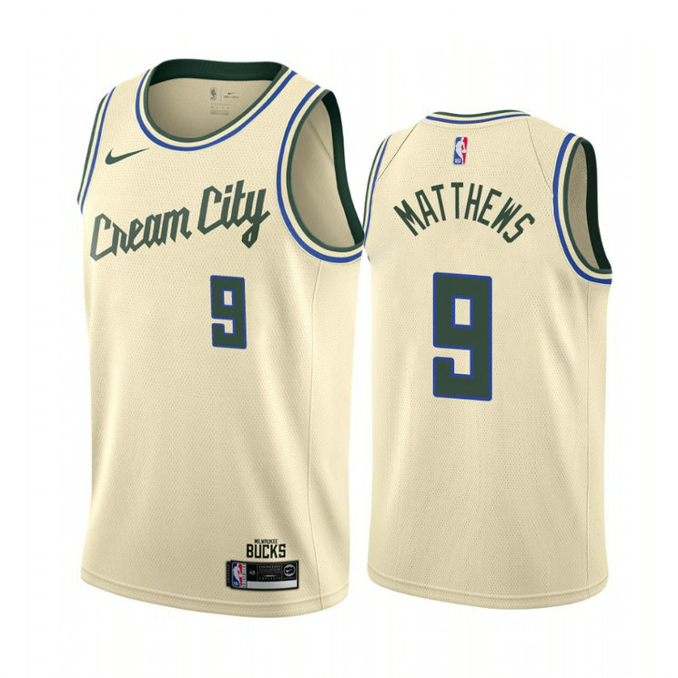 Wesley Matthews Milwaukee Bucks #9 Cream 2019-20 City Edition Jersey