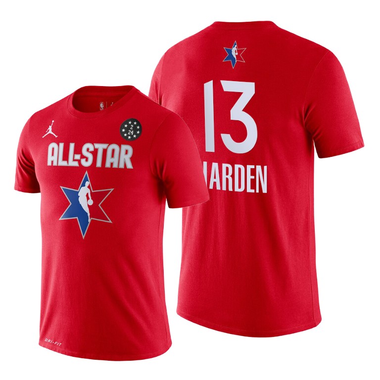 Houston Rockets James Harden 2020 NBA All-Star Game Western Conference Red T-Shirt Houston Rockets James Harden 2020 NBA All-Star Game Western Conference Red T-Shirt
