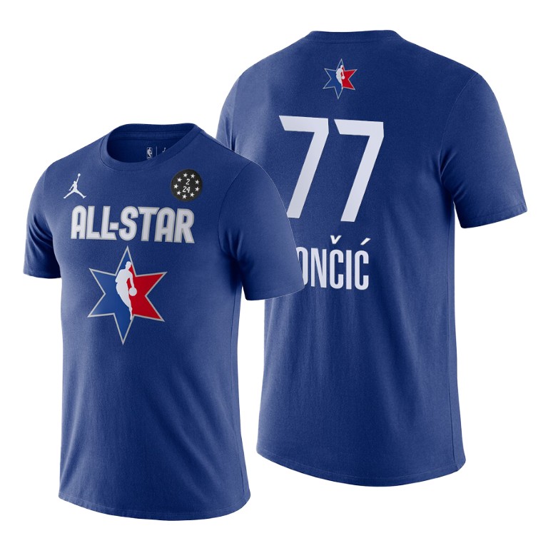 Dallas Mavericks Luka Doncic 2020 NBA All-Star Game Western Conference Blue T-Shirt Dallas Mavericks Luka Doncic 2020 NBA All-Star Game Western Conference Blue T-Shirt