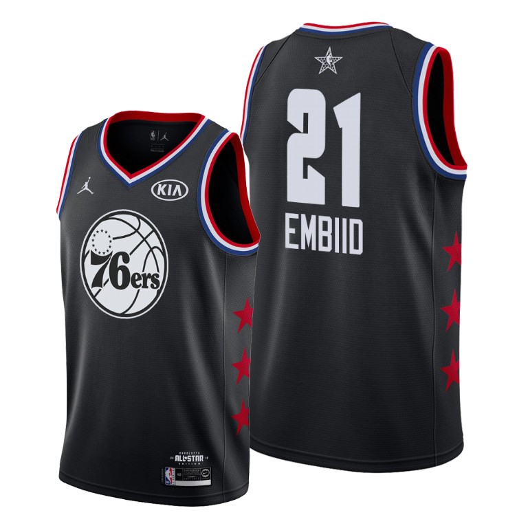 Philadelphia 76ers #21 Joel Embiid Black 2019 All-Star Game Finished Jersey Philadelphia 76ers #21 Joel Embiid Black 2019 All-Star Game Finished Jersey