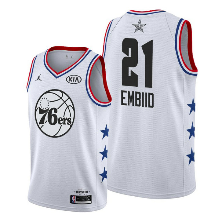 Philadelphia 76ers #21 Joel Embiid White 2019 All-Star Game Finished Jersey Philadelphia 76ers #21 Joel Embiid White 2019 All-Star Game Finished Jersey
