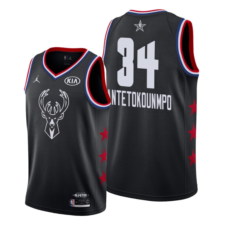 Milwaukee Bucks #34 Giannis Antetokounmpo Black 2019 All-Star Game Finished Jersey