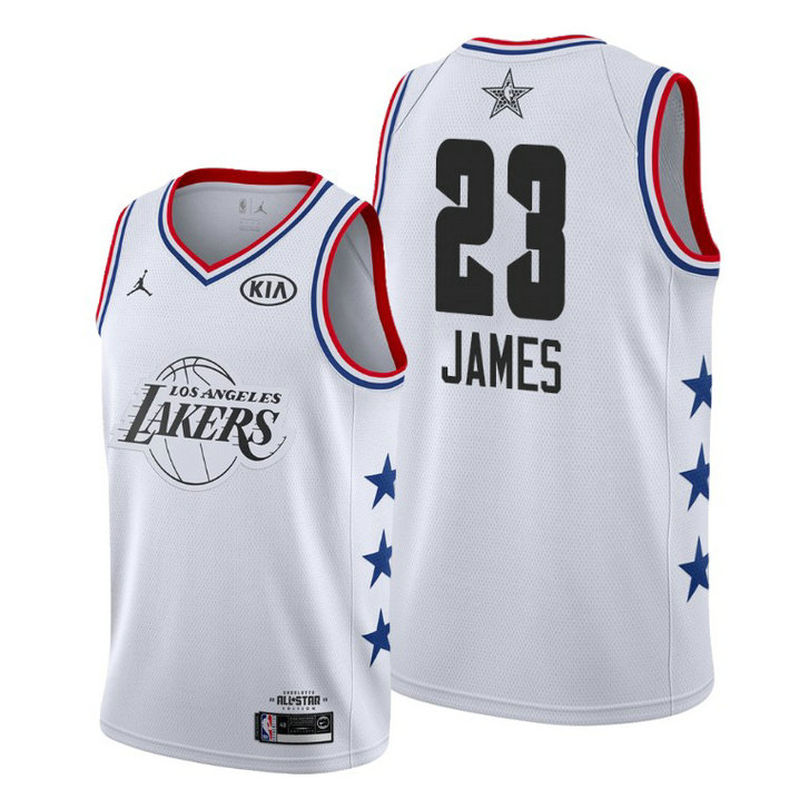 Los Angeles Lakers #23 LeBron James White 2019 All-Star Game Finished Jersey