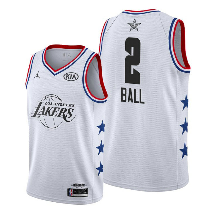Los Angeles Lakers #2 Lonzo Ball White 2019 All-Star Game Finished Jersey