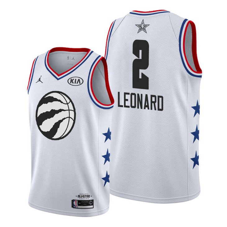 Toronto Raptors #2 Kawhi Leonard White 2019 All-Star Game Finished Jersey