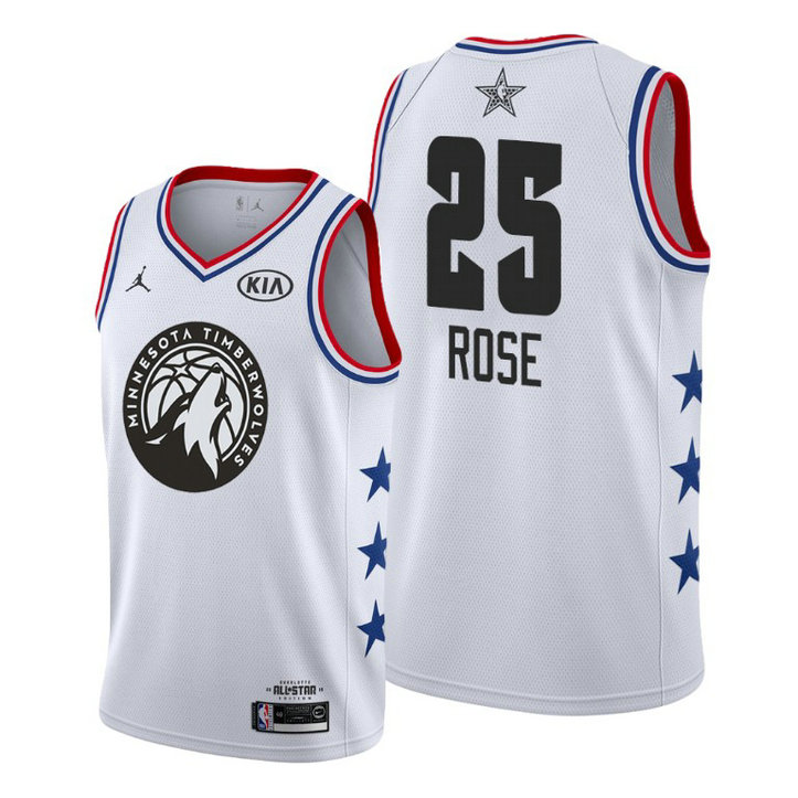 Minnesota Timberwolves #25 Derrick Rose White 2019 All-Star Game Finished Jersey