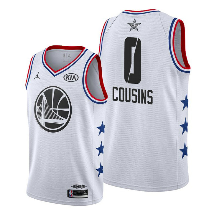 Golden State Warriors #0 DeMarcus Cousins White 2019 All-Star Game Finished Jersey