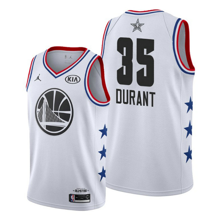 Golden State Warriors #35 Kevin Durant White 2019 All-Star Game Finished Jersey Golden State Warriors #35 Kevin Durant White 2019 All-Star Game Finished Jersey