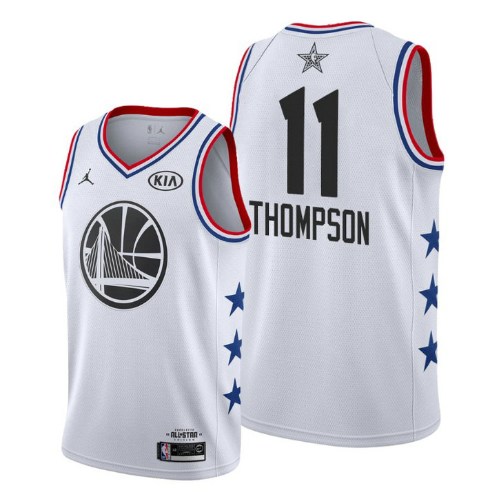 Golden State Warriors #11 Klay Thompson White 2019 All-Star Game Finished Jersey