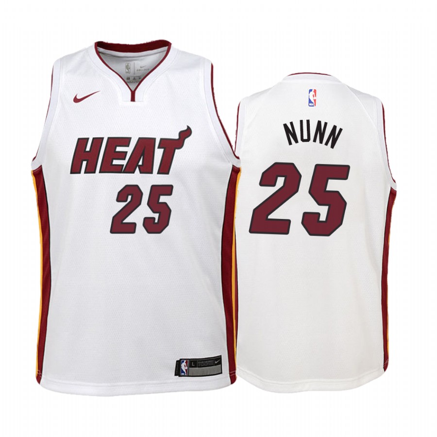 YOUTH Miami Heat 2019-20 Kendrick Nunn #25 Association White Jersey YOUTH Miami Heat 2019-20 Kendrick Nunn #25 Association White Jersey