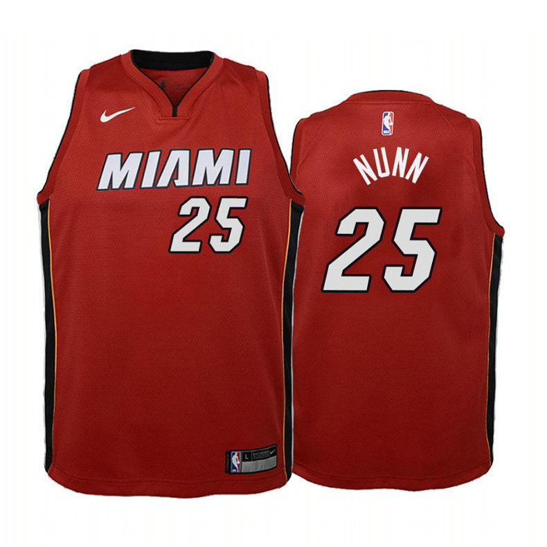 YOUTH Miami Heat 2019-20 Kendrick Nunn #25 Statement Red Jersey YOUTH Miami Heat 2019-20 Kendrick Nunn #25 Statement Red Jersey