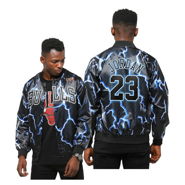 Michael Jordan 1998 Bulls Throwback Lightning HWC Limited Black Jacket Michael Jordan 1998 Bulls Throwback Lightning HWC Limited Black Jacket