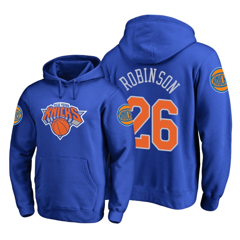 New York Knicks Mitchell Robinson #26 Primary Logo Royal Hoodie New York Knicks Mitchell Robinson #26 Primary Logo Royal Hoodie