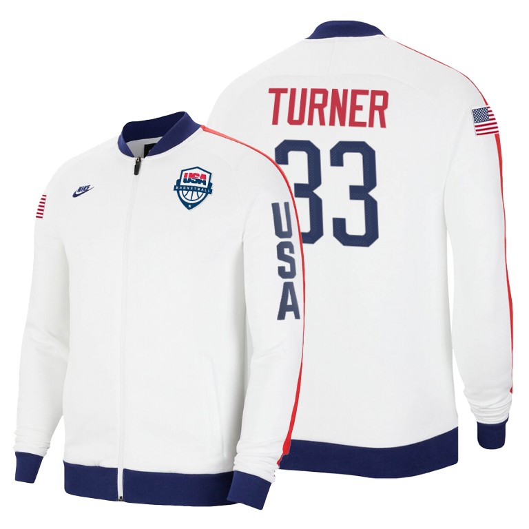 2020 Tokyo Olympics USA National Team Myles Turner Indiana Pacers White Jacket 2020 Tokyo Olympics USA National Team Myles Turner Indiana Pacers White Jacket