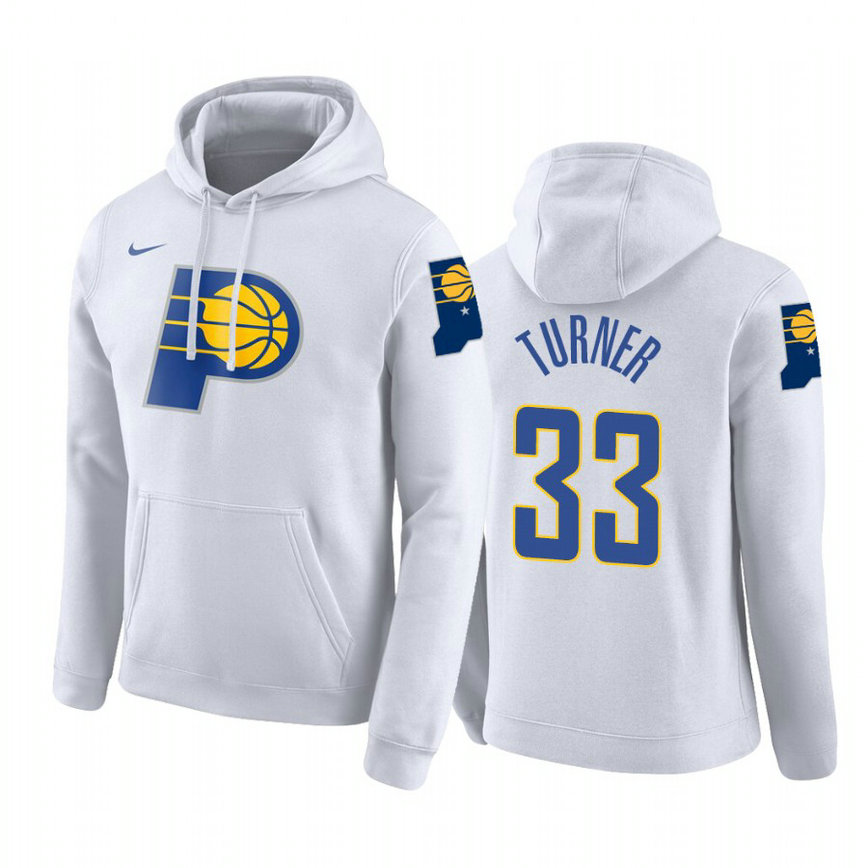 Myles Turner #33 Indiana Pacers 2019-20 City White Pullover Hoodie