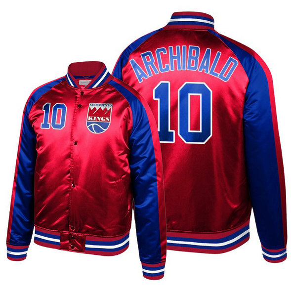 Kings Nate Archibald Hardwood Classics Colorblock Satin Red Jacket