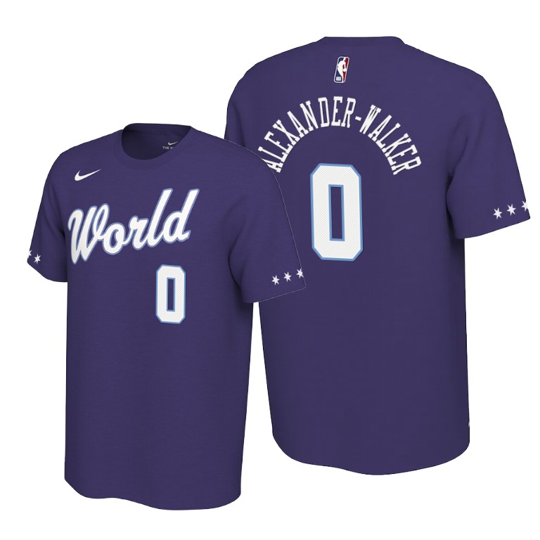 World Team Nickeil Alexander-Walker Purple 2020 NBA Rising Star New Orleans Pelicans #0 T-shirt
