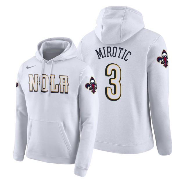 New Orleans Pelicans Nikola Mirotic #3 White 2018 City Edition Hoodie New Orleans Pelicans Nikola Mirotic #3 White 2018 City Edition Hoodie