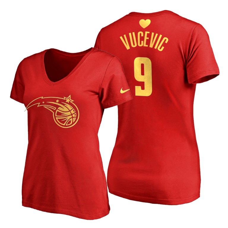 WOMEN Nikola Vucevic #9 Magic 2020 Mother's Day Best Gift Red T-Shirt