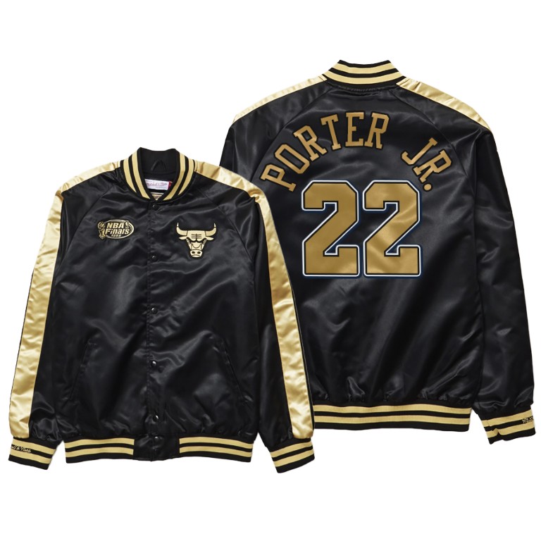 Otto Porter Jr. Bulls 1998 NBA Finals Black Gold Jacket Otto Porter Jr. Bulls 1998 NBA Finals Black Gold Jacket
