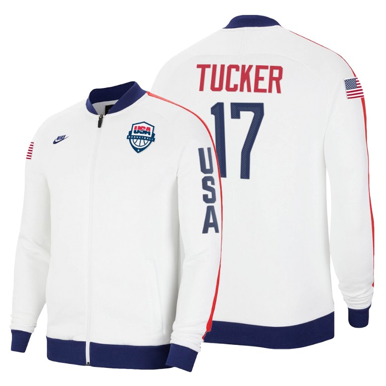 2020 Tokyo Olympics USA National Team P.J. Tucker Houston Rockets White Jacket 2020 Tokyo Olympics USA National Team P.J. Tucker Houston Rockets White Jacket