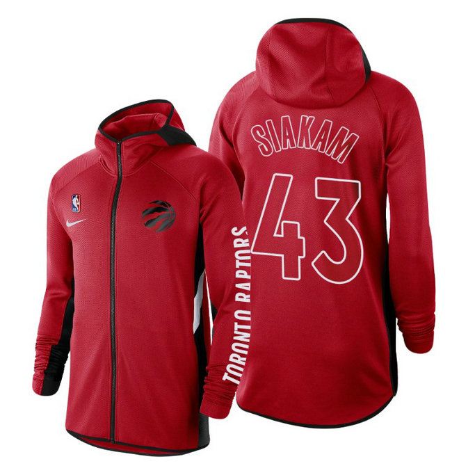 Pascal Siakam #43 Toronto Raptors Authentic Showtime Performance Red Therma Flex Full-Zip Hoodie