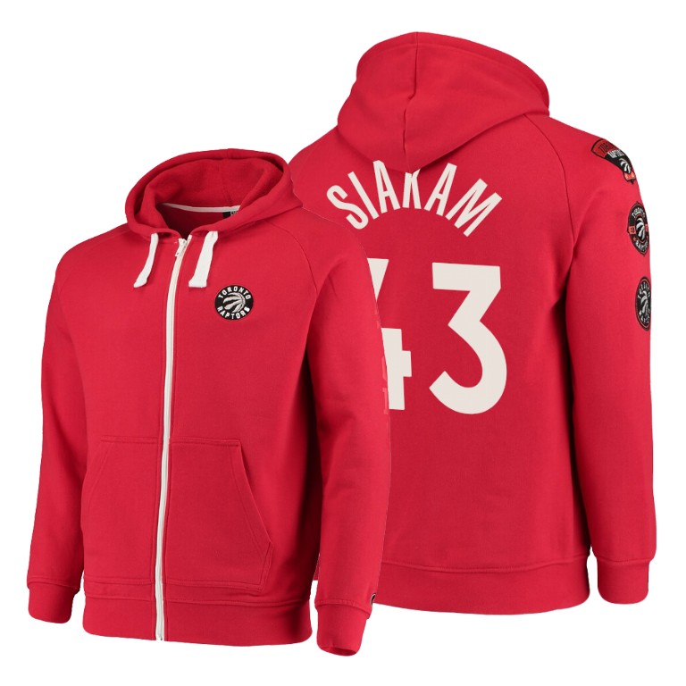 Toronto Raptors Pascal Siakam #43 Logo Patches Red Hoodie Toronto Raptors Pascal Siakam #43 Logo Patches Red Hoodie