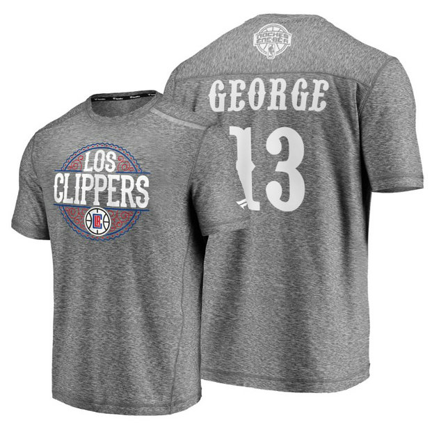Paul George #13 Clippers 2020 Latin Night Heritage Heathered Gray T-Shirt