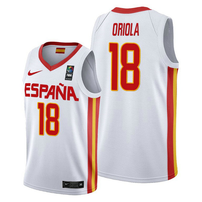 Spain 2019 FIBA Baketball World Cup Pierre Oriola White Jersey