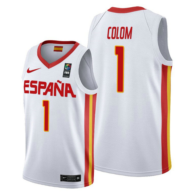 Spain 2019 FIBA Baketball World Cup Quino Colom White Jersey