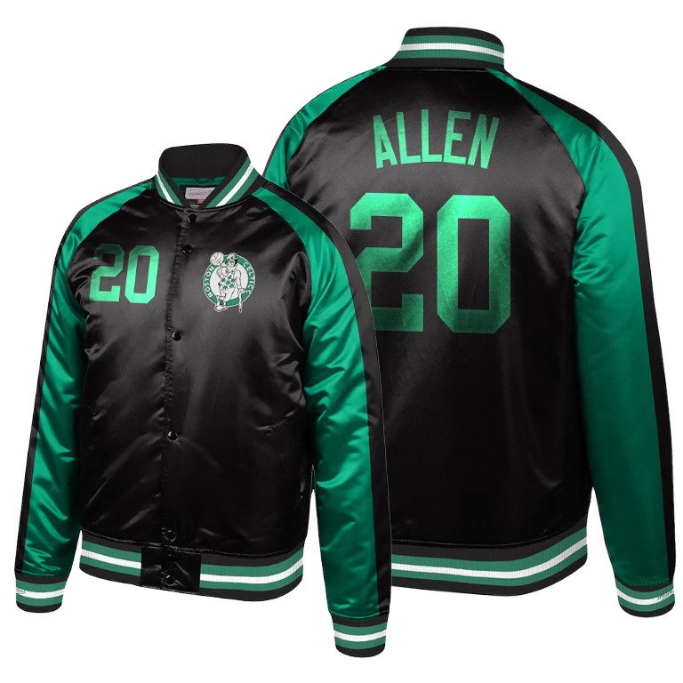 Celtics Ray Allen Hardwood Classics Colorblock Satin Black Jacket Celtics Ray Allen Hardwood Classics Colorblock Satin Black Jacket