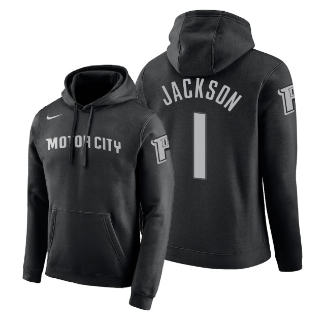 Detroit Pistons Reggie Jackson #1 Black 2018 City Edition Hoodie