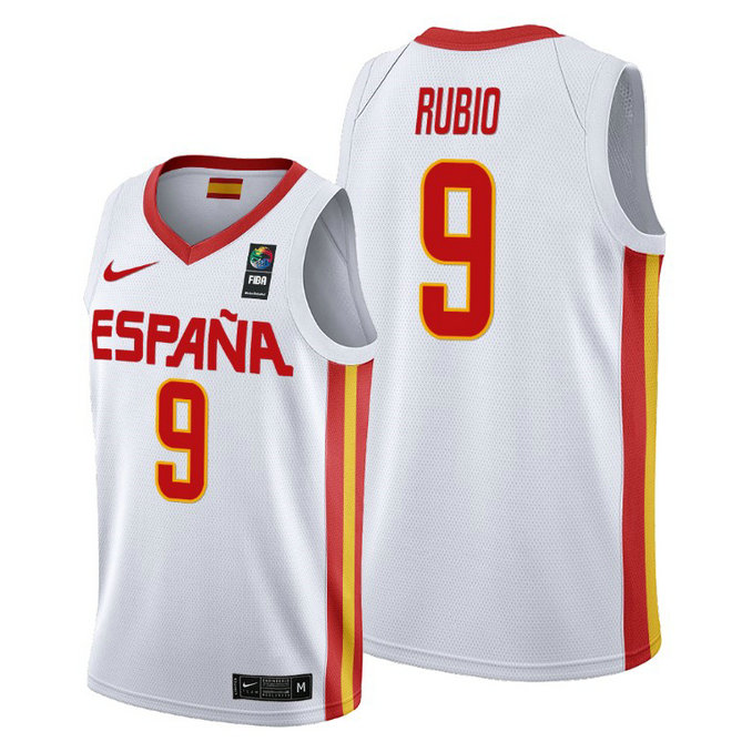Spain 2019 FIBA Baketball World Cup Ricky Rubio White Jersey