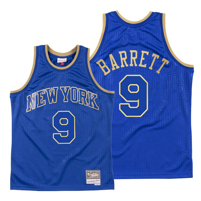 RJ Barrett 2020 CNY New York Knicks Royal Throwback Jersey RJ Barrett 2020 CNY New York Knicks Royal Throwback Jersey