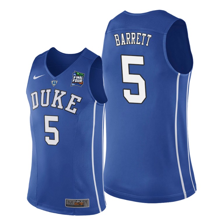 RJ Barrett Duke Blue Devils #5 Blue 2019 Final-Four Replica Jersey