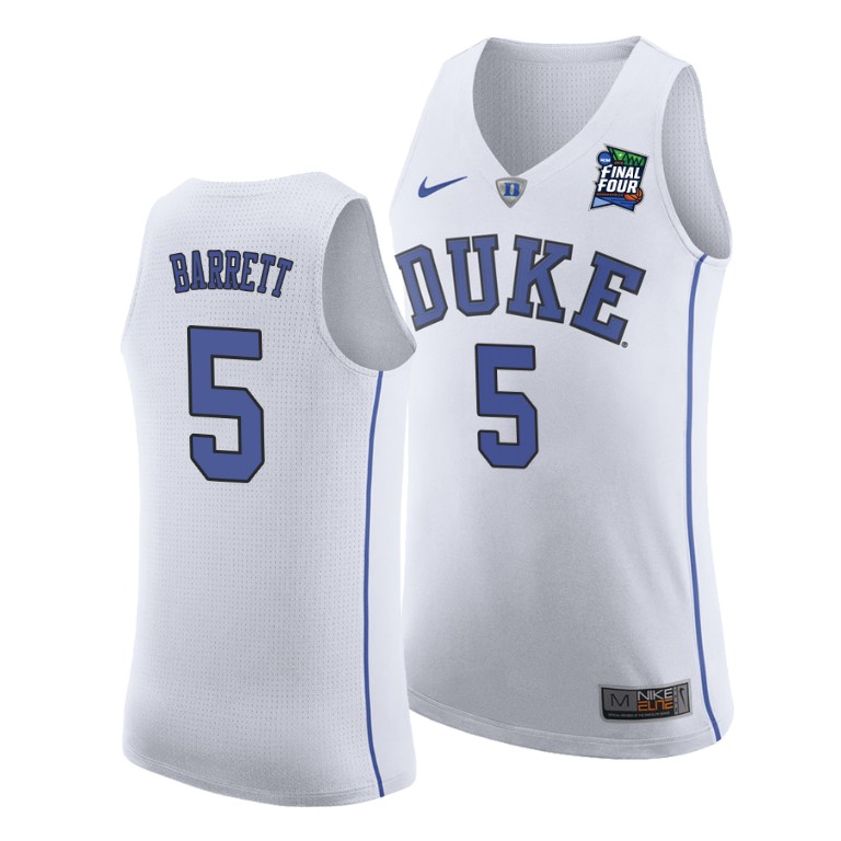 RJ Barrett Duke Blue Devils #5 White 2019 Final-Four Replica Jersey