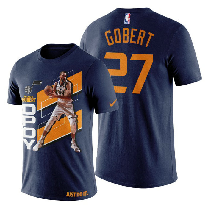 Utah Jazz Rudy Gobert Navy 2019 NBA Defensive Player of the Year T-Shirt