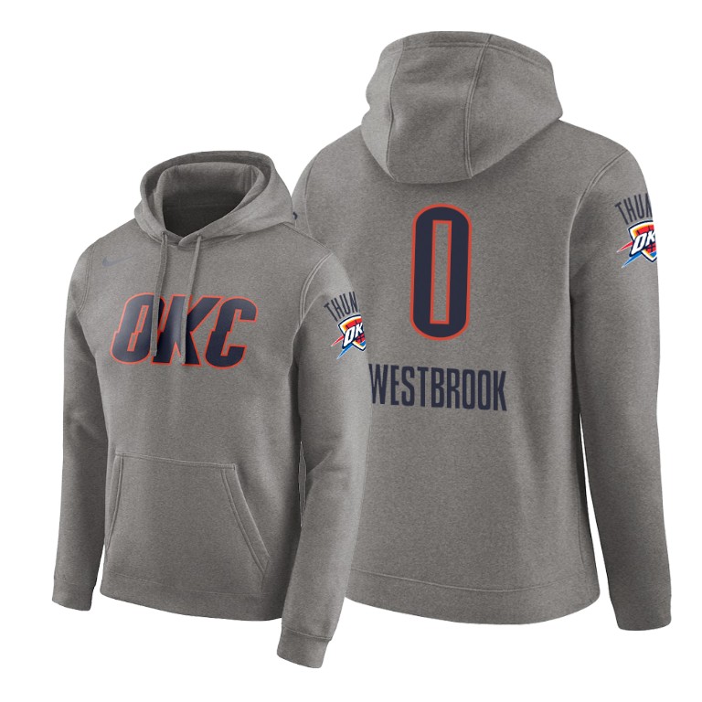 Oklahoma City Thunder Russell Westbrook #0 Pullover Gray earned edition Hoodie Oklahoma City Thunder Russell Westbrook #0 Pullover Gray earned edition Hoodie