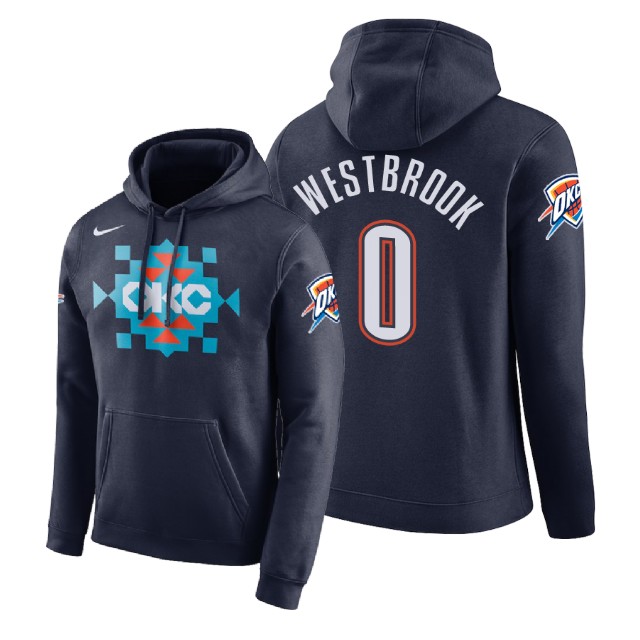 Oklahoma City Thunder Russell Westbrook #0 Navy 2018 City Edition Hoodie Oklahoma City Thunder Russell Westbrook #0 Navy 2018 City Edition Hoodie