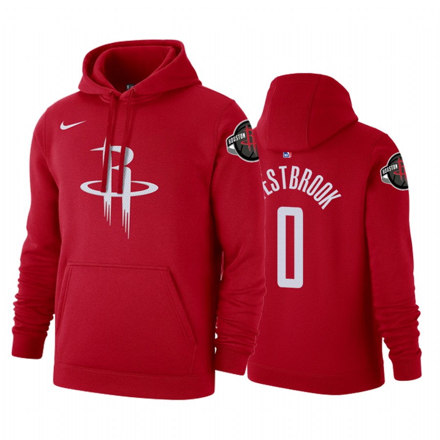 Russell Westbrook #0 Houston Rockets 2019-20 Icon Red Pullover Hoodie