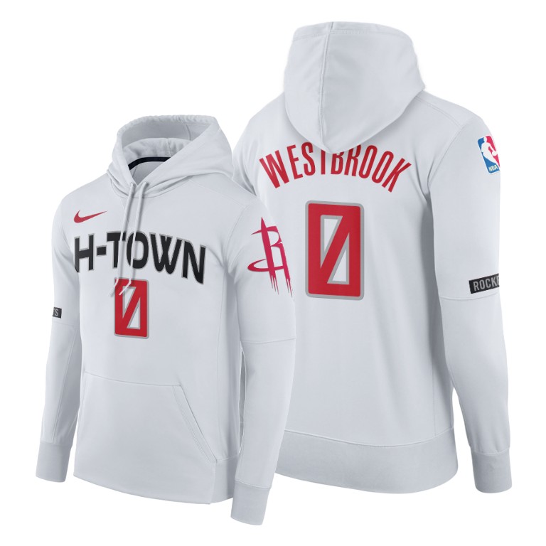 Russell Westbrook #0 Houston Rockets 2019-20 City Edition White Pullover Hoodie