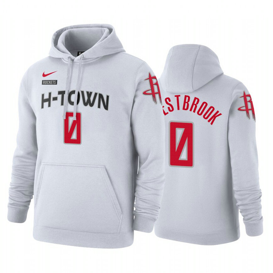 Russell Westbrook #0 Houston Rockets 2019-20 City White Pullover Hoodie