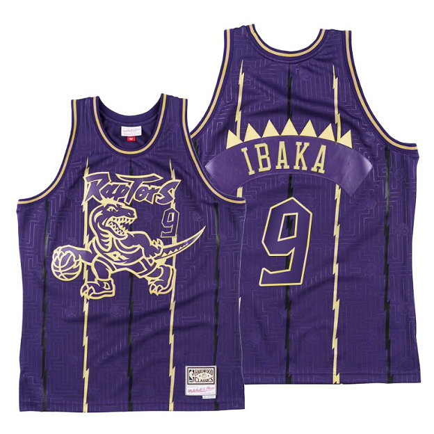 Serge Ibaka 2020 CNY Toronto Raptors Gold Purple Throwback Jersey
