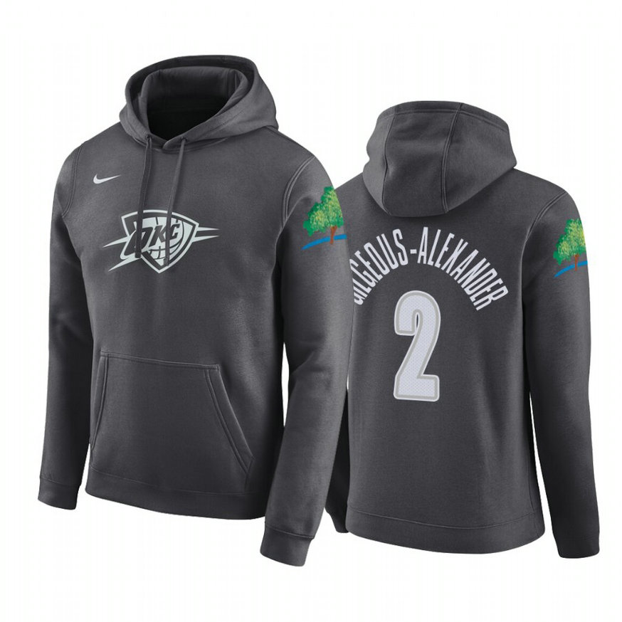 Shai Gilgeous-Alexander #2 Oklahoma City Thunder 2019-20 City Anthracite Pullover Hoodie Shai Gilgeous-Alexander #2 Oklahoma City Thunder 2019-20 City Anthracite Pullover Hoodie
