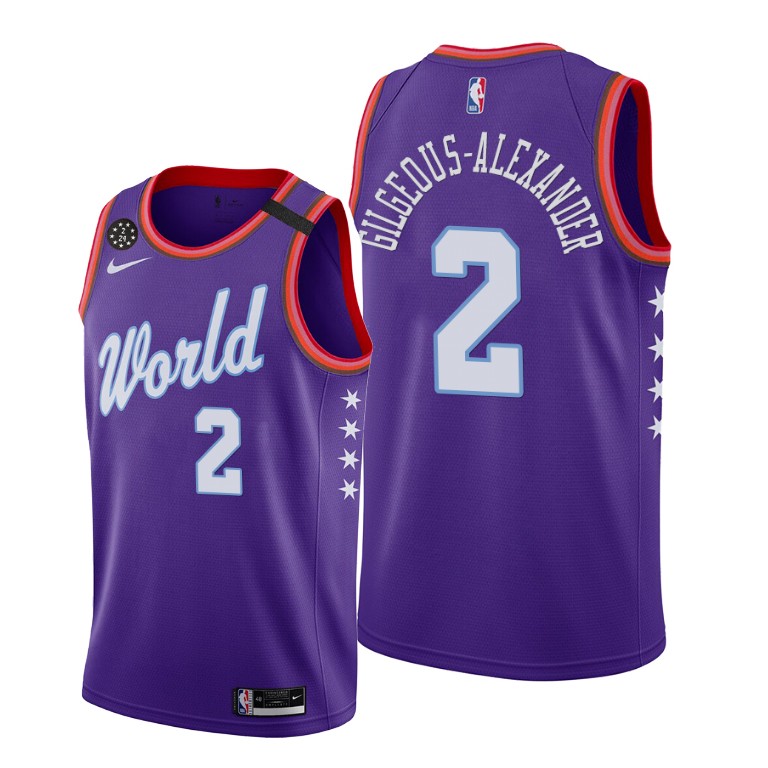 Shai Gilgeous-Alexander World Team 2020 NBA Rising Star Jersey Oklahoma City Thunder #2 Purple Shai Gilgeous-Alexander World Team 2020 NBA Rising Star Jersey Oklahoma City Thunder #2 Purple