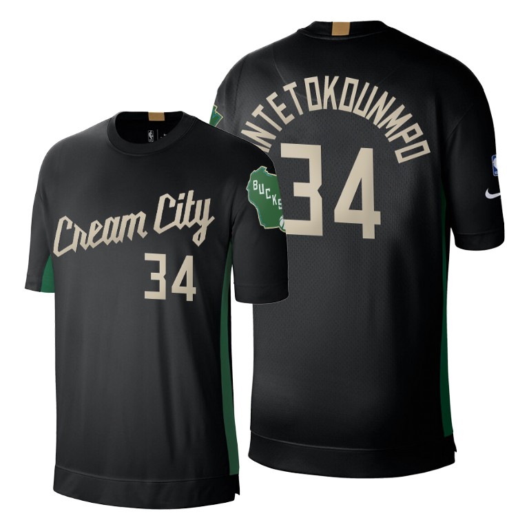 Giannis Antetokounmpo #34 Bucks 2020 City Edition 2.0 Shooting T-Shirt Black Giannis Antetokounmpo #34 Bucks 2020 City Edition 2.0 Shooting T-Shirt Black