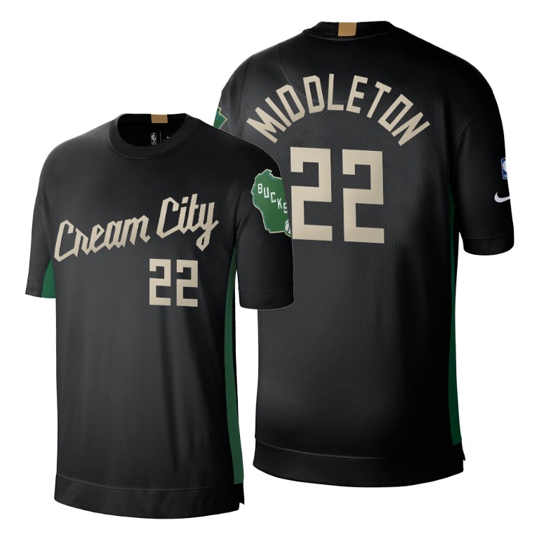 Khris Middleton #22 Bucks 2020 City Edition 2.0 Shooting T-Shirt Black