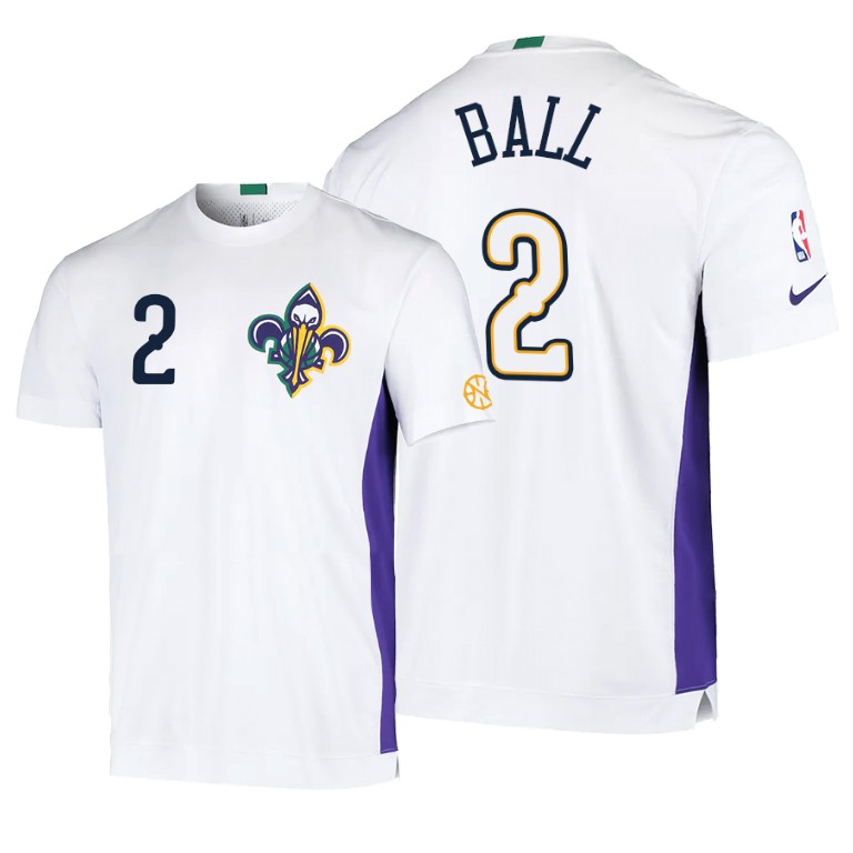 Lonzo Ball #2 Pelicans 2020 City Edition 2.0 Shooting White T-Shirt