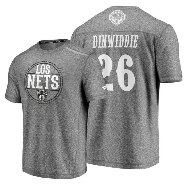 Spencer Dinwiddie #26 Nets 2020 Latin Night Heritage Heathered Gray T-Shirt Spencer Dinwiddie #26 Nets 2020 Latin Night Heritage Heathered Gray T-Shirt