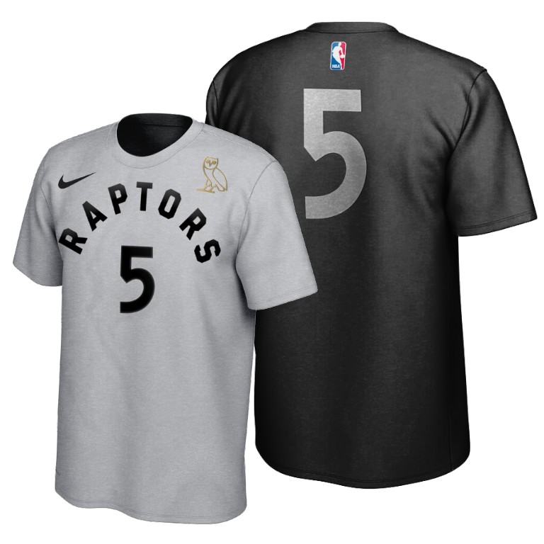 2020 Raptors x OVO Stanley Johnson #5 Black White Reversible T-Shirt